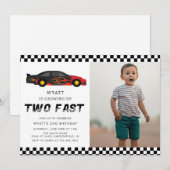 Modern Two Fast Racecar Boy 2de verjaardag Kaart (Voorkant / Achterkant)