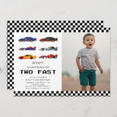 Modern Two Fast Racecar Boy 2de verjaardag Kaart (Voorkant / Achterkant)