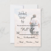 Modern Two wordt One Couple Photo Wedding RSVP Kaartje (Voorkant)