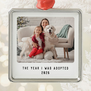 Modern Type Hond Adoptie Foto Aandenken Metalen Ornament