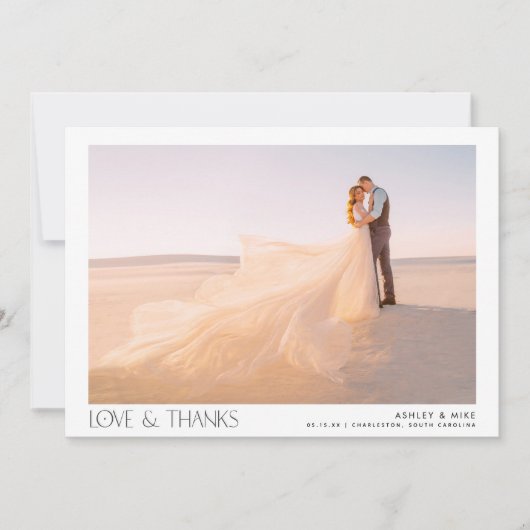 Modern Type Love & Bedankt 2 Photo Wedding (Voorkant)
