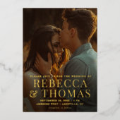 Modern Type Photo Wedding Gold Folie Uitnodiging (Voorkant)