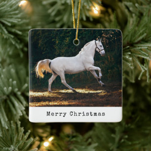 Modern Typewriter Horse Foto Equestrian Kerstmis Keramisch Ornament