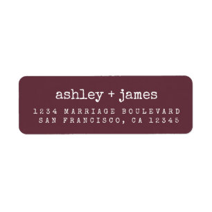Modern Typografie Burgundy Wedding Return Address Etiket