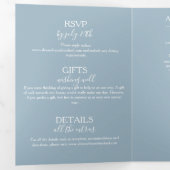 Modern Typografie Dusty Blue Botanical Wedding Drieluik Uitnodiging (Binnenzijde eerst)