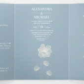 Modern Typografie Dusty Blue Botanical Wedding Drieluik Uitnodiging (Binnenkant midden)