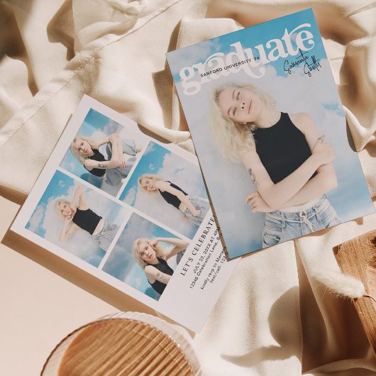 Modern  Typografie Fotocollage Afstuderen Kaart