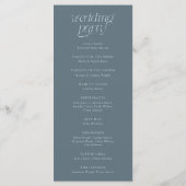 Modern Typografie Leiste Blau Huwelijksprogramma Programma (Achterkant)