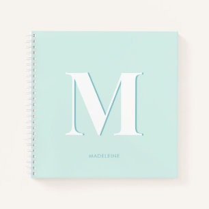 Modern Typografie Mint Turquoise Monogram Initiaal Notitieboek