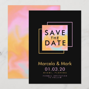 Modern typografie oranje snoep save the dates kaar kaart