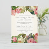 MODERN Typografie  Roos Floral Wedding Kaart (Staand voorkant)