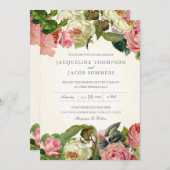 MODERN Typografie  Roos Floral Wedding Kaart (Voorkant / Achterkant)