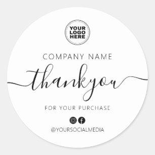 Modern Typografie script Dank je Ronde Sticker