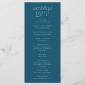 Modern TYPOGRAFIE Teal Huwelijksprogramma Programma (Achterkant)