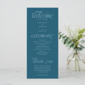 Modern TYPOGRAFIE Teal Huwelijksprogramma Programma (Staand voorkant)