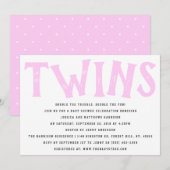 Modern Typografie Twin Girls Baby shower Kaart (Voorkant / Achterkant)