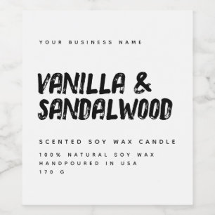 Modern typografie witte soja kaars label wijn etiket