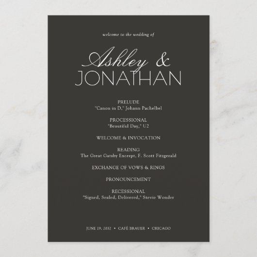 Modern typografisch-centric huwelijk programma (Voorkant)