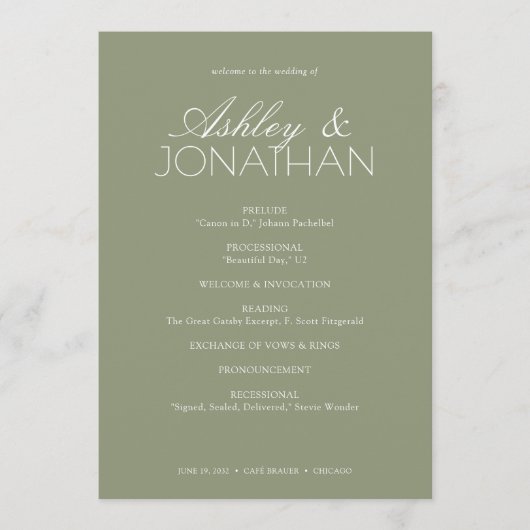 Modern typografisch-centric huwelijk programma (Voorkant)