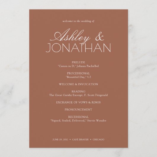 Modern typografisch-centric huwelijk programma (Voorkant)