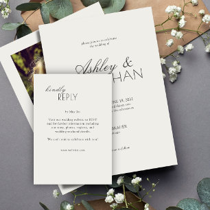 Modern typografisch-centric huwelijk RSVP kaartje