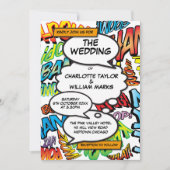 Modern Typographic Fun Comic Book Wedding Kaart (Voorkant)