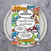 Modern Typographic Fun Comic Book Wedding Kaart