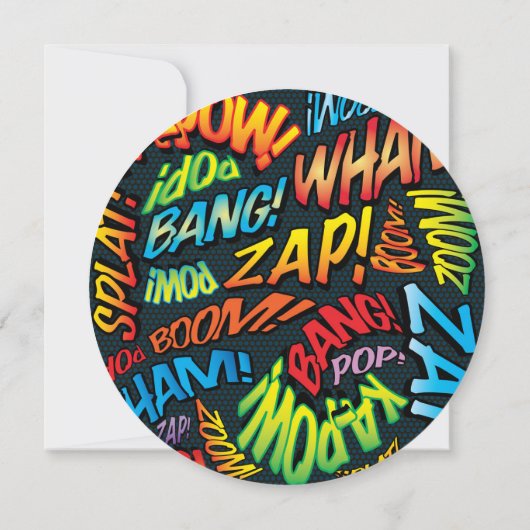 Modern Typographic Fun Comic Book Wedding Kaart (Achterkant)