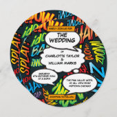 Modern Typographic Fun Comic Book Wedding Kaart (Voorkant / Achterkant)
