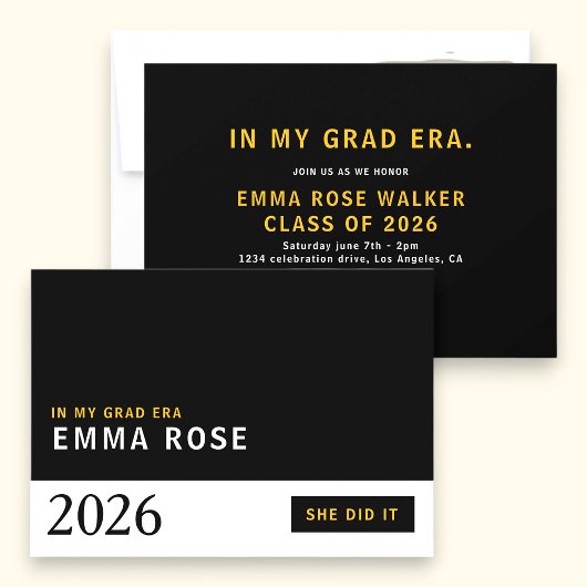Modern Typographic Grad Era party invitation