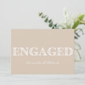 Modern Typography Cream White Photo Verloving Aankondiging (Staand voorkant)