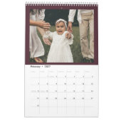 Modern Typography Custom Family Photo Burgundy  Kalender (Feb 2027)