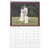 Modern Typography Custom Family Photo Burgundy  Kalender (Jan 2027)