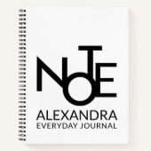 Modern Typography Everyday Journal Black White (Devant)