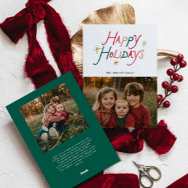 Modern Typography Happy Holidays Two Photo Card Feestdagenkaart