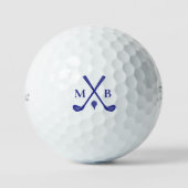 Modern Typography Initials Monogram Elegant Blue Golfballen (Voorkant)