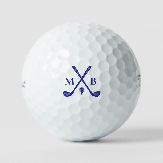 Modern Typography Initials Monogram Elegant Blue Golfballen (Voorkant)