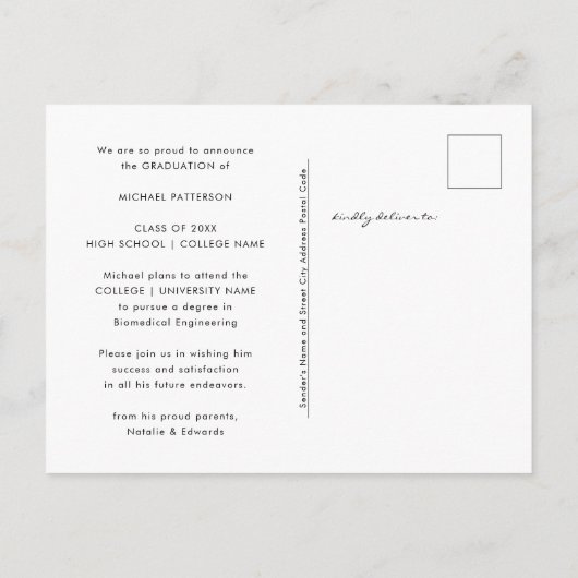 Modern Typography Minimalist Photo Afstuderen Aankondigingskaart (Achterkant)