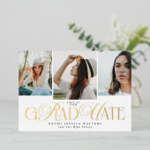 Modern Typography Multi Photo Elegant Graduation Folie Uitnodiging (Staand Voorkant)