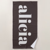 Modern Typography Personalized Name Brown White Strandlaken (Voorkant)