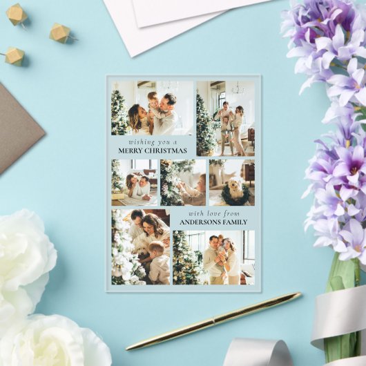 Modern Typography Photo Collage Christmas Card Acryl Uitnodigingen (Insitu (Huwelijk))