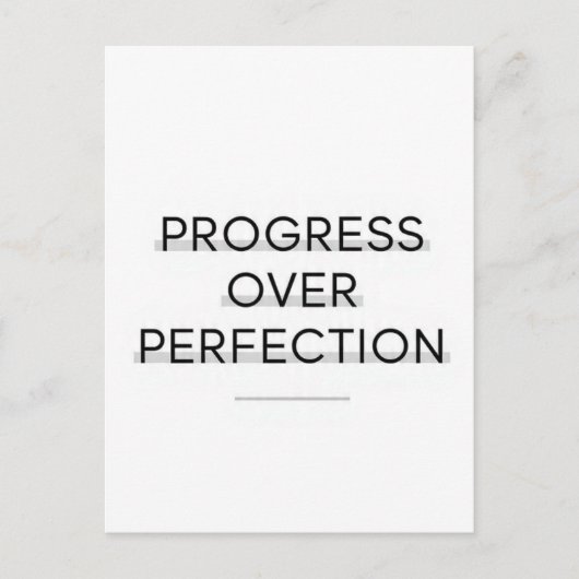 Modern typography progress over perfection text briefkaart (Voorkant)