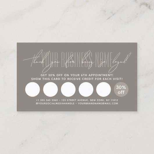 Modern typography script reward  loyalty card (Achterkant)
