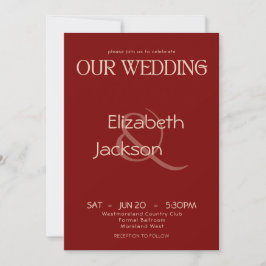 Modern Typography Terracotta Classic Wedding Kaart