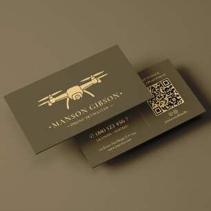 Modern UAV Piloot Drone Operator Logo Taupe Visitekaartje