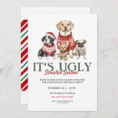 Modern Ugly Sweater Kerstparty Kaart (Voorkant / Achterkant)