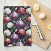 Modern uienpatroon zwart theedoek (Quarter Fold)