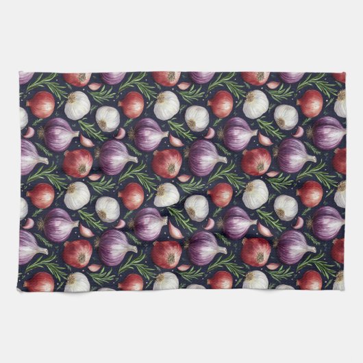 Modern uienpatroon zwart theedoek (Horizontaal)