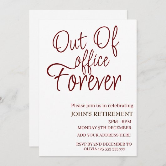 Modern uit Kantoor Forever Custom Fun Retirement Kaart (Voorkant / Achterkant)