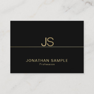 Modern Uitstekend Monogram Elegant Zwart Goud Luxe Visitekaartje
